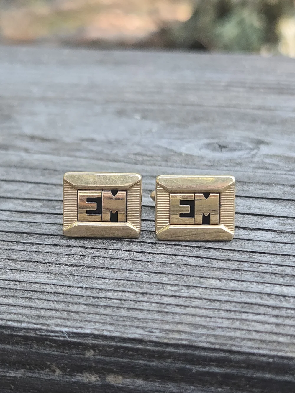 Vintage Gold-Tone 'EM' Monogram Cufflinks - Men's Accessories Swank